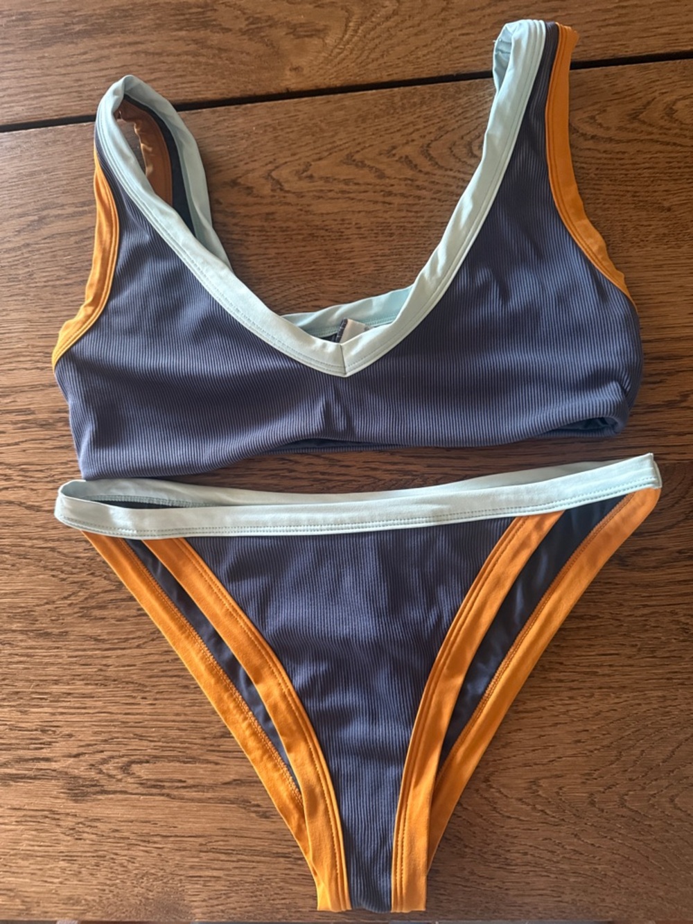 L*Space Lala Ribbed Swim Tank Top in Slip Blue/Orange